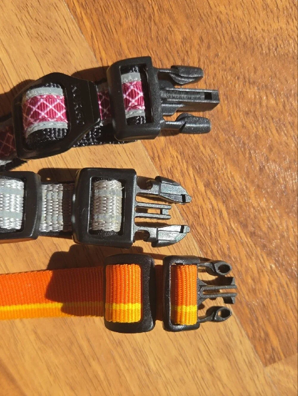 3 Small Dog Collars - Orange, Silver, Pink